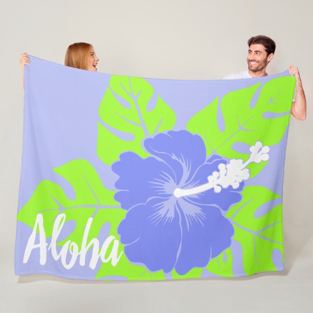 Banzai Beach Hawaiian Hibiskus Floral Aloha - Peri Fleecedecke (Beispiel)