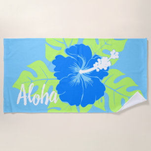 Banzai Beach Hawaiian Hibiskus Floral - Blau Strandtuch