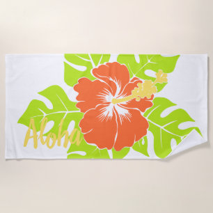 Banzai Beach Hawaiian Hibiskus Floral - Papaya Strandtuch