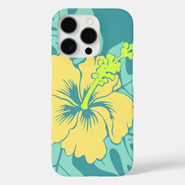 Banzai Beach Hawaiian Hibiskus Jade Green iPhone 16 Pro Hülle (Rückseite)