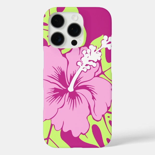 Banzai Beach Hawaiian Hibiskus Pink iPhone 16 Pro Hülle (Rückseite)