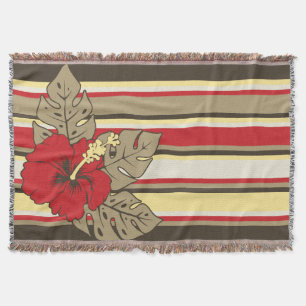 Banzai Beach Hawaiianischer Hibiskus gestreift Bla Decke