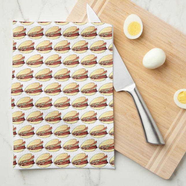 Bao Buns Porkbelly Lotus Bun Chinese Food Print Geschirrtuch (Viertel Falte)