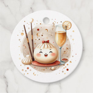 Bao im Ofen Thema Kleine Klößchen-Baby-Party Geschenkanhänger