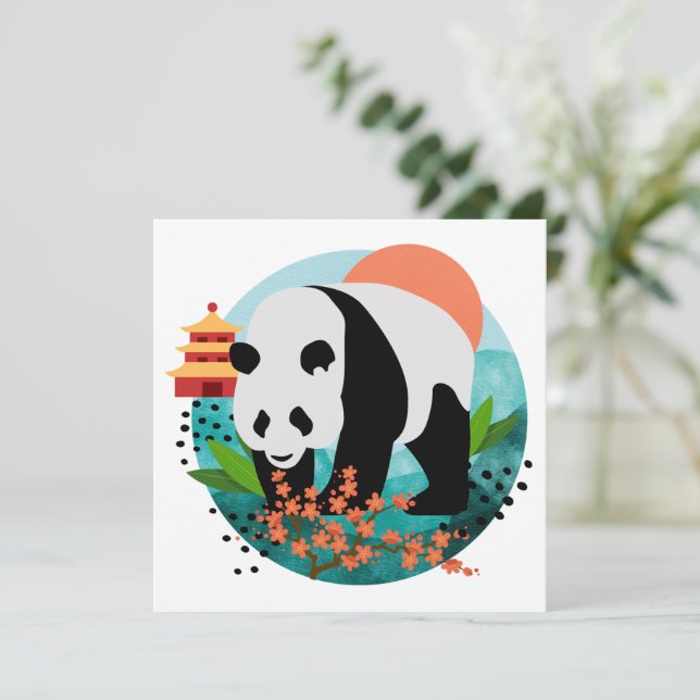 BAO SHI - Panda - cartes de notes plates - détails (Debout devant)