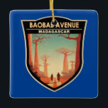 Baobab Avenue Madagascar Travel Abzeichen Keramikornament<br><div class="desc">Avenue of the Baobabs Vektor Art Design. Die Avenue of the Baobabs,  oder Alley of the Baobabs,  ist eine prominente Gruppe von Grandididier-Baobabs,  die die unbefestigte Straße Nr. 8 zwischen Morondava und Belon'i Tsiribihina umsäumen.</div>