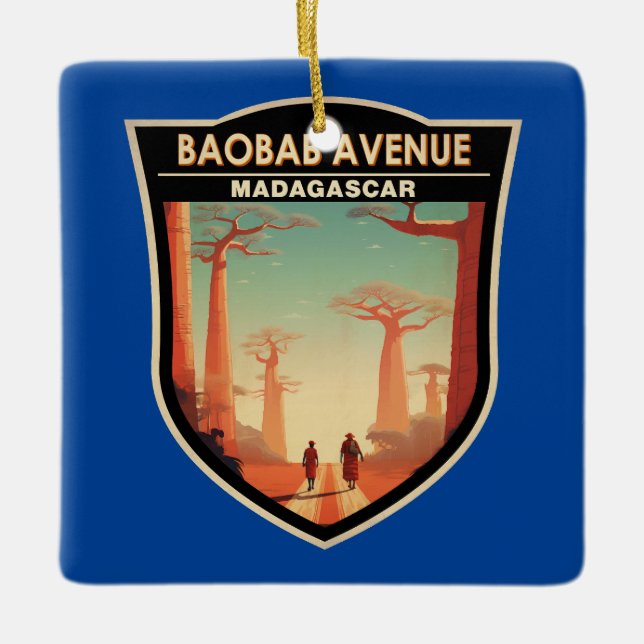 Baobab Avenue Madagascar Travel Abzeichen Keramikornament (Vorderseite)