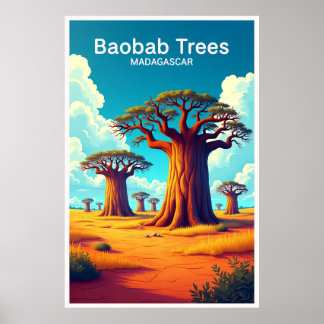 Baobab-Bäume Madagaskar Reiseplakat Poster