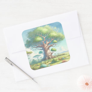 Baobab Tree & Quote Quadratischer Aufkleber