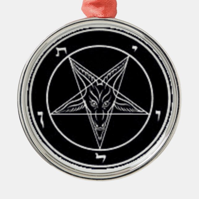 Baphomet Black And White Premium Round Ornament (Vorne)