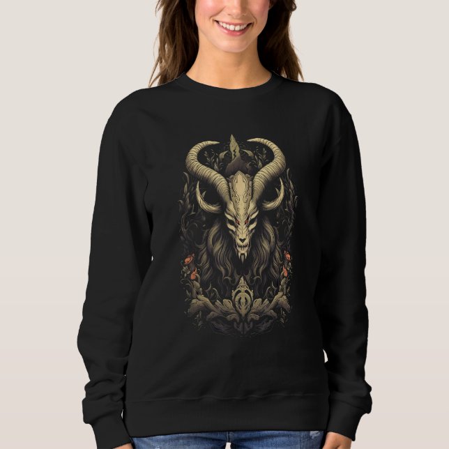 Baphomet Goat Head Satanic Witchcraft Occult Graph Sweatshirt (Vorderseite)