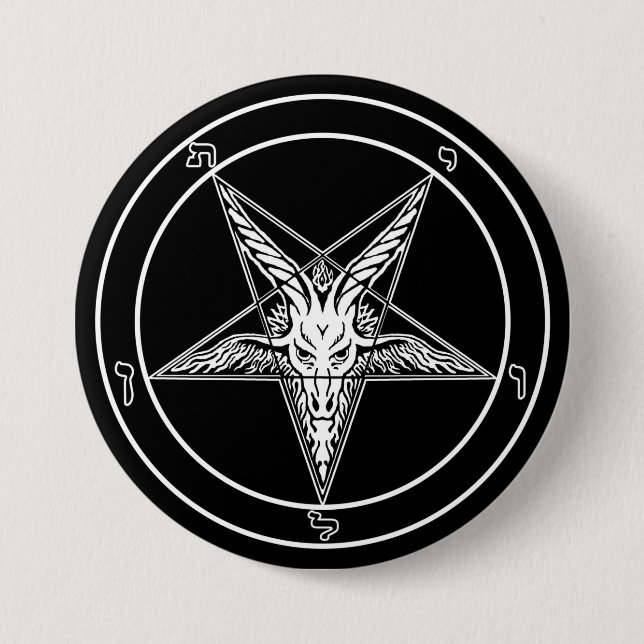 Baphomet im altem Stil Knopf - große 3 Zoll Button (Vorderseite)