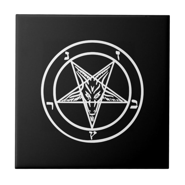 Baphomet-Invertierte Pentagramm-Ziege-Satan-Logo Fliese (Vorderseite)