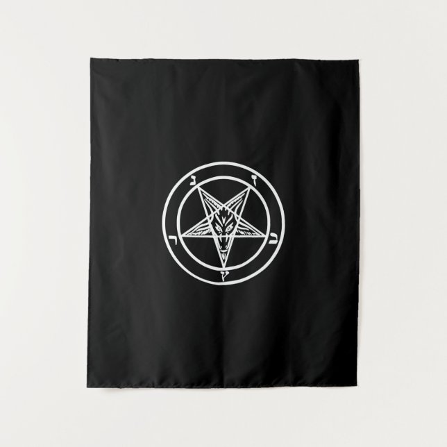 Baphomet-Invertierte Pentagramm-Ziege-Satan-Logo Wandteppich (Vorderseite)