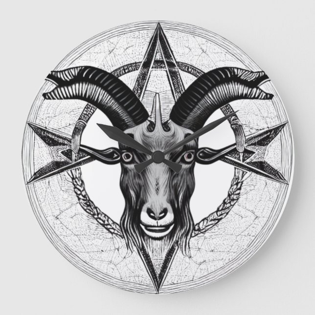 Baphomet Monochrome Tête de chèvre Horloge (Recto)