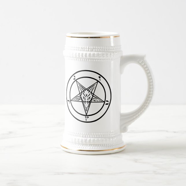 Baphomet Pentagram Satanic Beer Stein Bierglas (Rechts)