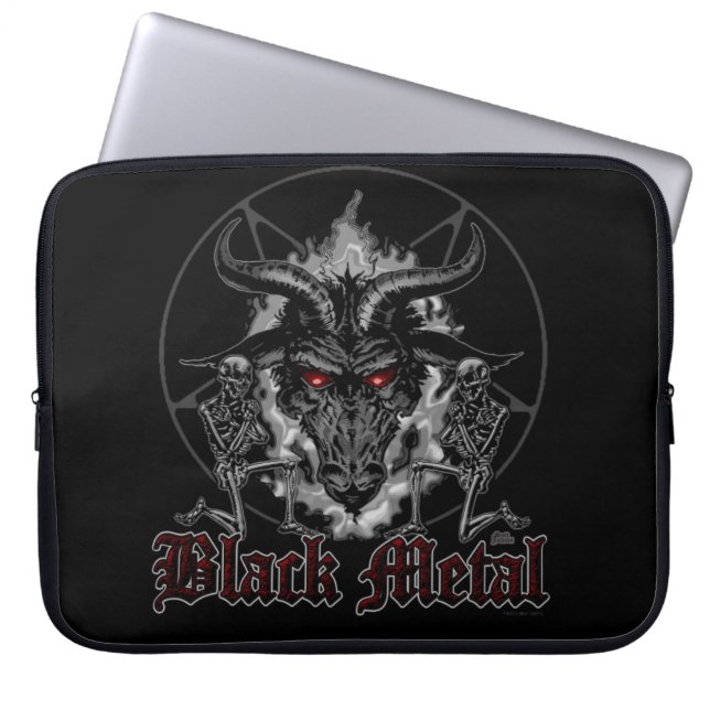 Baphomet Pentagram-Schwarz-Metall Laptopschutzhülle (Vorderseite)