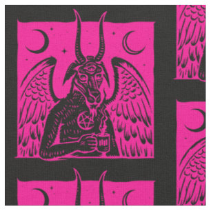 Baphomet Pentagramm Mond Kaffee Dämon heißes Rosa Stoff