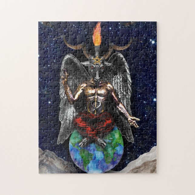 Baphomet Sabbatical Goat Black Night Earth (Vertikal)