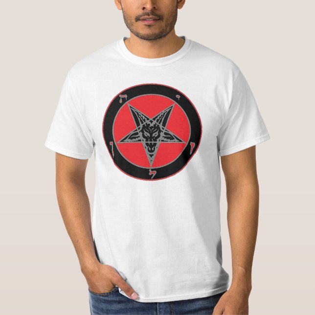 Baphomet (schwarz, rot und grau) T-Shirt (Vorderseite)