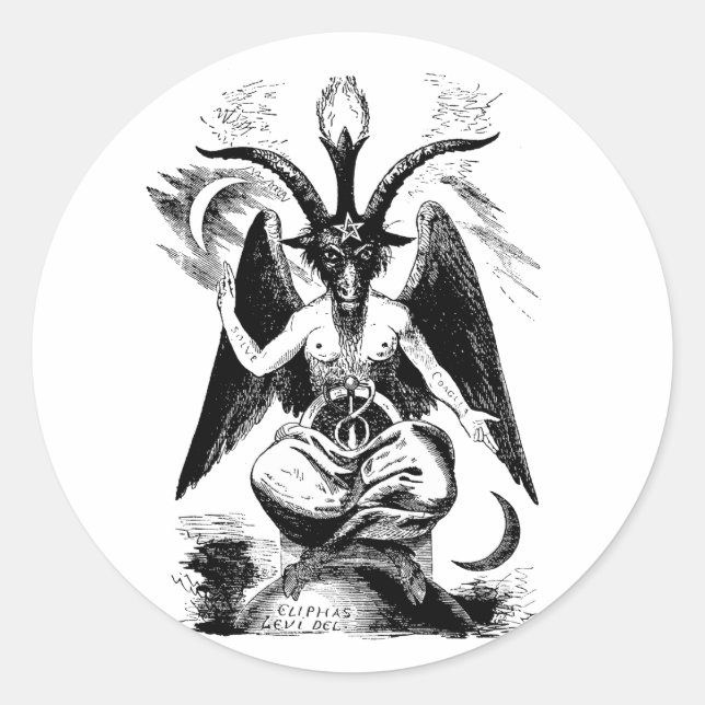 Baphomet (schwarz) runder aufkleber (Vorderseite)