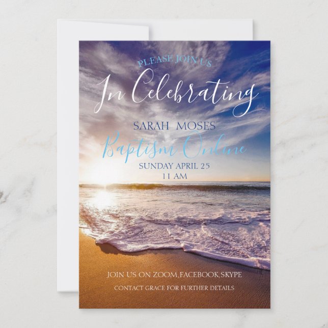 Baptême adulte moderne Invitation personnalisée (Devant)