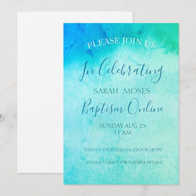 Baptême adulte moderne Invitation personnalisée (Devant / Derrière)