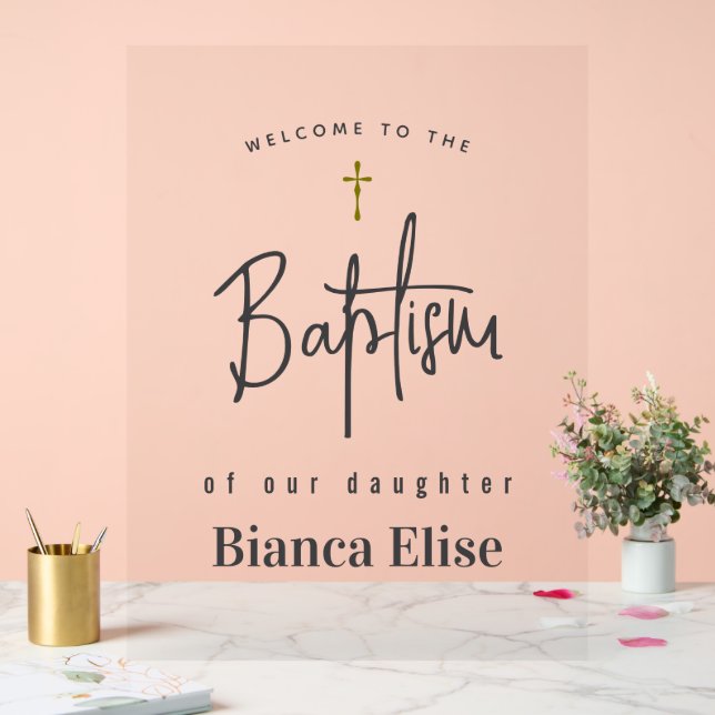 Baptême bébé Affiche de bienvenue acrylique (Mariage)