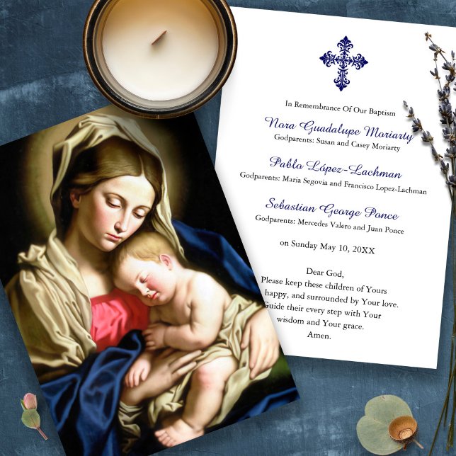 Baptême bébé Souvenir Grande carte de prière (Baptism keepsake, baptism prayer card, Christening, catholic, elegant)