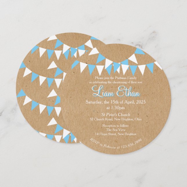 Baptême Bleu Baptême Baptiste Invitation au Christ (Devant / Derrière)