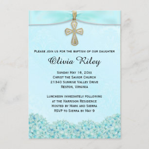 Baptême bleu clair Invitation Christening