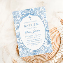 Baptême Bow Floral Chinoiserie Baptême Invitation
