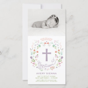 Baptême, Christening Carte photo Invitation - Fill