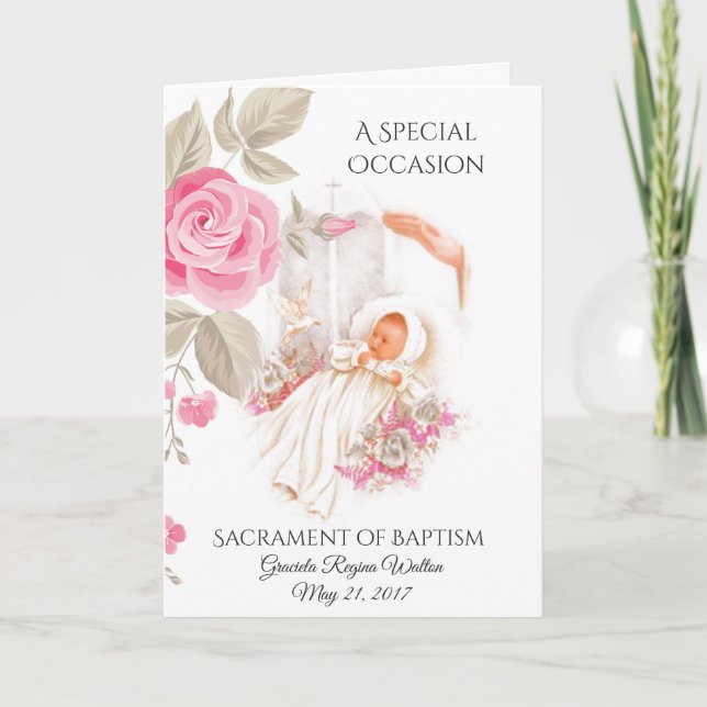 Baptême Christening Girl Invitation chrétienne (Devant)