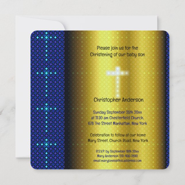 Baptême Christening Invitation (Dos)