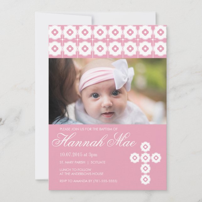 Baptême, Christening, Invitation Communion - Fille (Devant)