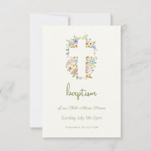 Baptême croisé floral RSVP - Pastel doux