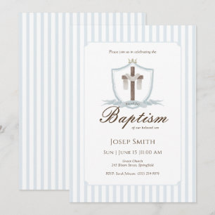 Baptême Croix Bleue Invitation
