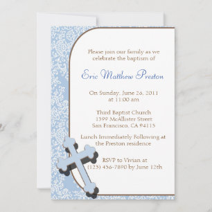Baptême Croix Bleue / Invitation Christening