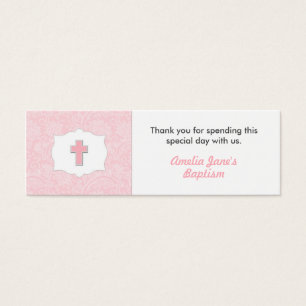 Baptême Damas rose Favoriser Balise avec croix