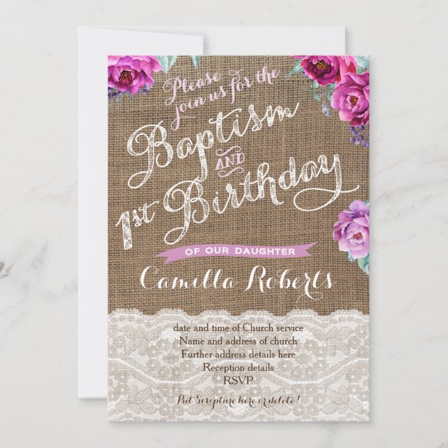 Baptême d'automne 1er Anniversaire Fête Cartes de  (Devant)