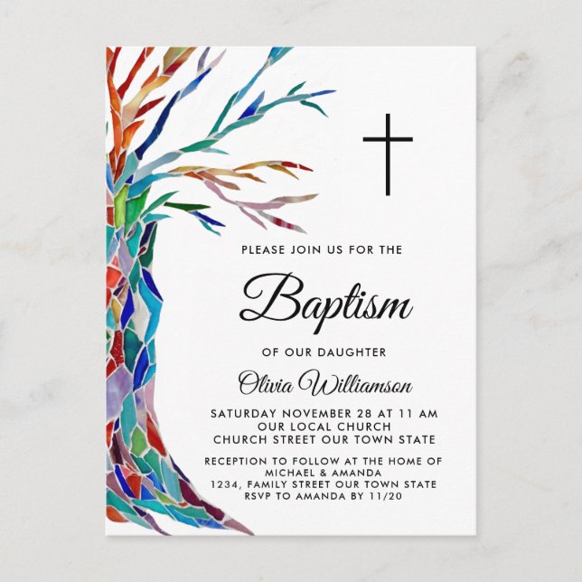 Baptême de fille élégante Christening Invitation (Devant)