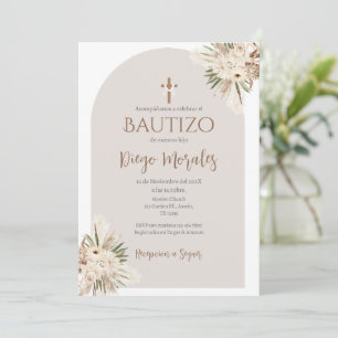 Baptême de garçon beige Invitation