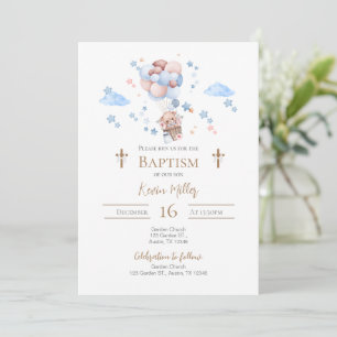 Baptême de garçon bleu Invitation