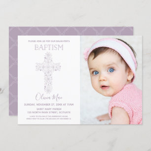 Baptême de la fille, Invitation Christening avec p