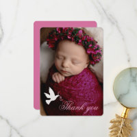 Baptême des filles roses de colombe blanche carte