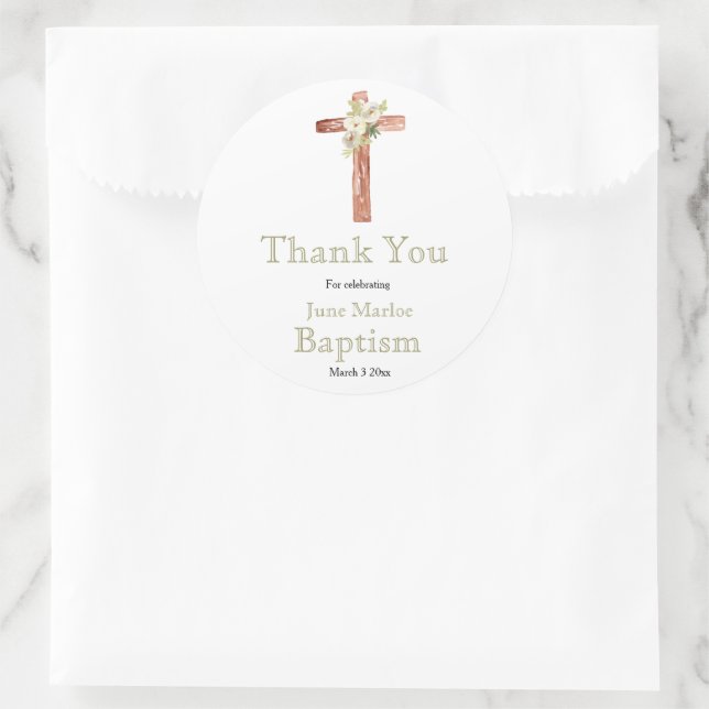 Baptême enveloppe florale croisée autocollant (Sac)