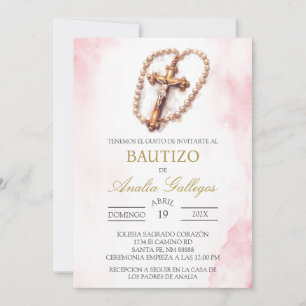 Baptême espagnol Crucifix Invitation