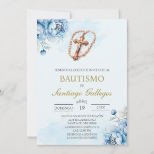 Baptême espagnol Crucifix Invitation