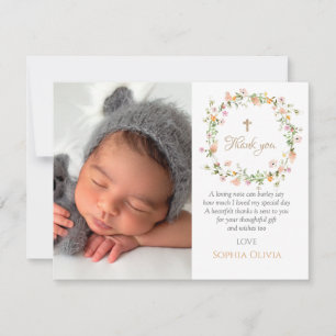  Baptême fleur sauvage Carte de remerciements fill